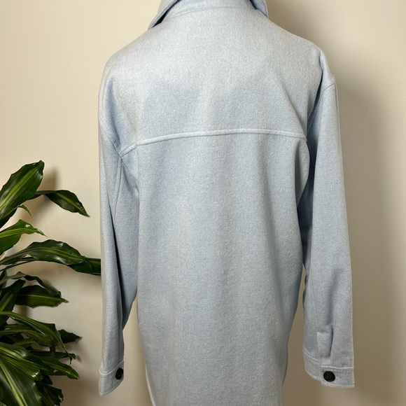 Light Blue wool Button-Up shacket style jacket - Picture 5 of 6